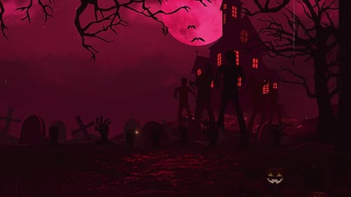 Halloween Horror Zombie Walk Forward Red Background