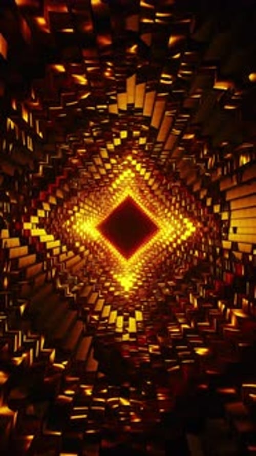 Goldenes reflektierendes Rohr. Animation in einer Schleife