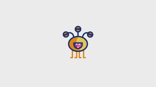 Flat Design Animated Creature Blinking Icon