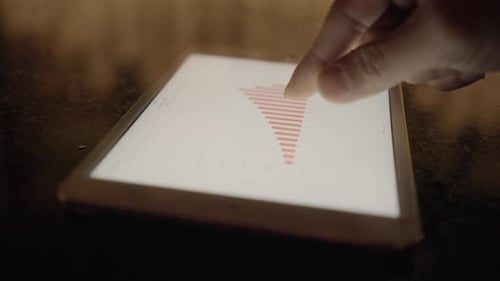 Finger Interacting with Business Charts on a Tablet