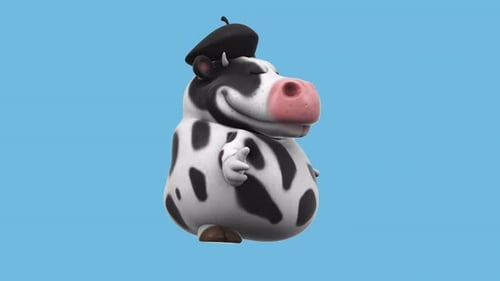 Fun 3D cartoon cow talking (with alpha channel)