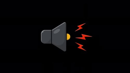 Flat Design Speaker Icon with Animated Sound Waves