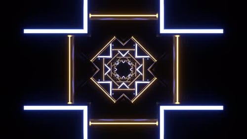 Lighting Blue And Yellow Neon Abstract Shape Background Vj Loop In 4K
