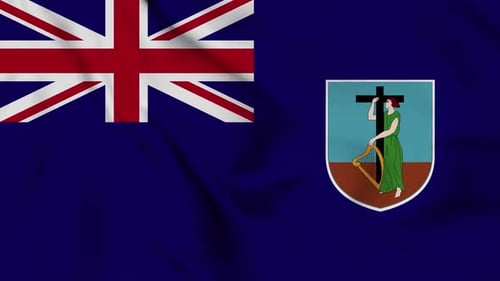Montserrat National Flag Realistic Waving Seamless Animation