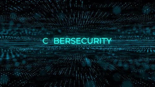 Cybersecurity Text Flickering Animation With Digital Sci-Fi Technological Background
