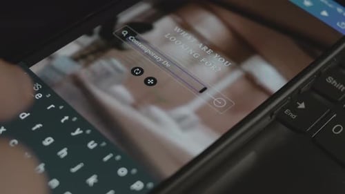 Contemporary Design Inscription on Smartphone Designer Making an Advertisement Design on Mobile App