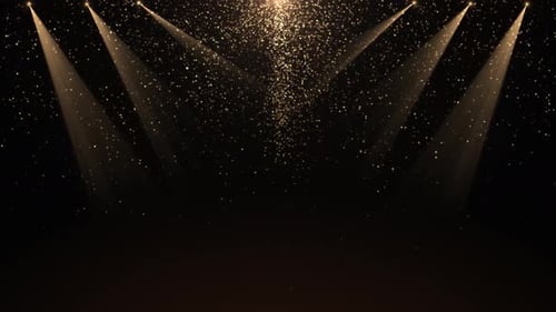 Golden Glitter Particles Stage Spotlight Background