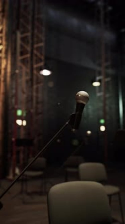 Modern Stage with Microphones Zoom Out for Events