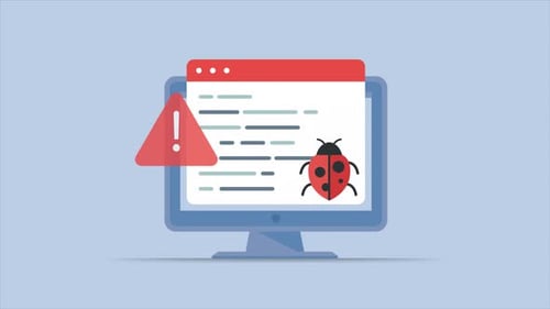 Animated Flat Design for Code Debugging and Error Fixing