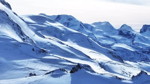 Saastal Saas Fee Ski Resort aerial drone Switzerland morning afternoon ice glacier autumn snow