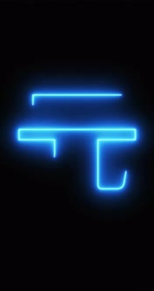Renminbi Symbol in a neon light. Loop. 4K Vertical
