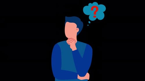 Flat Design Animation of Person Thinking with Question Mark