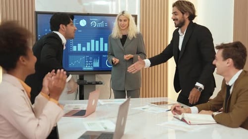 Business Team Meeting Success, Handshake in Office