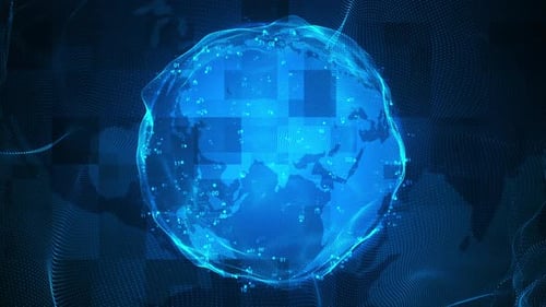 Digitaltechnologie dunkelblauer Partikelkugelhintergrund
