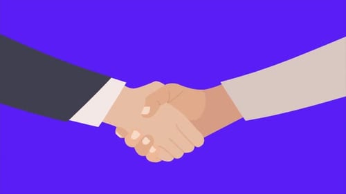Animated Business Handshake in Flat Design