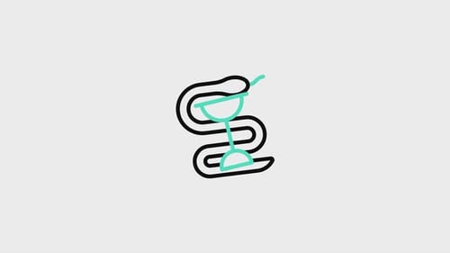 Minimalist Rod of Asclepius Snake and Chalice Animation