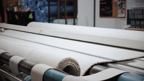 Rolls of Carpet in a Store Warehouse Carpet Rolls Stacked at Store