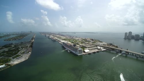 Miami, FL / USA - August 16 2017: Miami, Harbor by Aerial