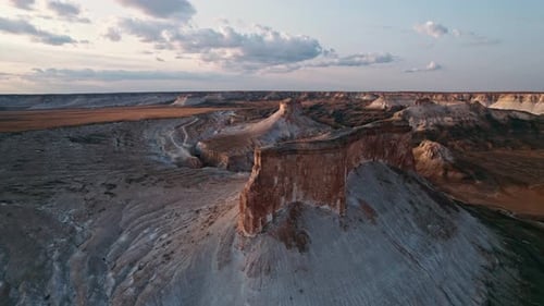 Incredible and Stunning Aerial View of Unique Geological Formations During Sunset