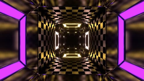Yellow And Purple Fantastic Movement Into The Neon Abyss Background VJ Loop In 4K