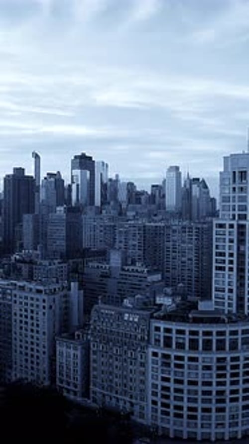 Urban Cityscape with Skyscrapers on Overcast Day
