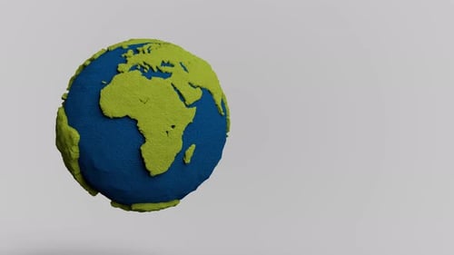 Earth Rotating 3D Animation Loop over White Background