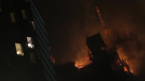 An uncontrollable fire disaster and incident breaks out in an office building in Hong Kong