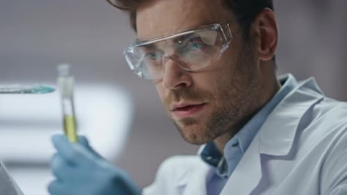 Medicine Professional Making Research Experimental Substance Laboratory Close Up