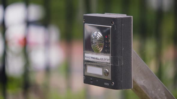 Hand Ringing Intercom at Hospital Entrance in the UK, Buildings Stock ...