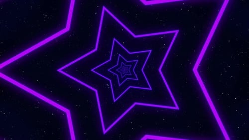 Bright glowing futuristic endless star shape tunnel in the Universe. Shiny stars forming a tunnel