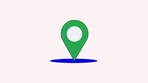 Flat Design Map Location Pin Drop Animation