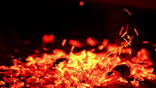 Glowing Burning Embers with Sparks