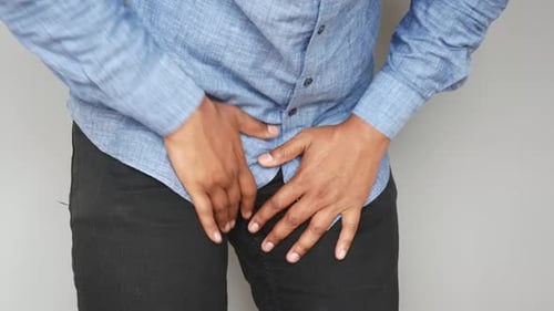 the Concept of Prostate and Bladder Problem Crotch Pain of a Young Person