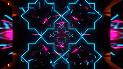Cyan Pink And Orange Dynamic Bright Geometric Kaleidoscope Background Vj Loop In 4K