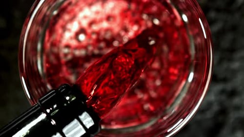 Pouring Red Wine into Glass Close Up