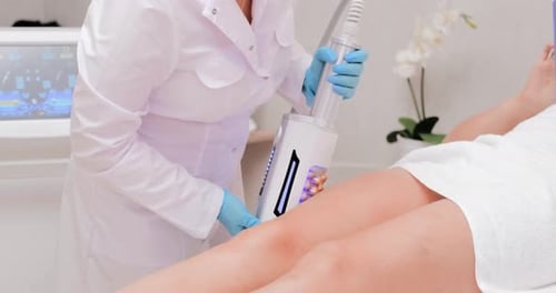 Deep Cellulite Reduction Massage Professional Endosphere Therapy Session Close Up View of Therapist