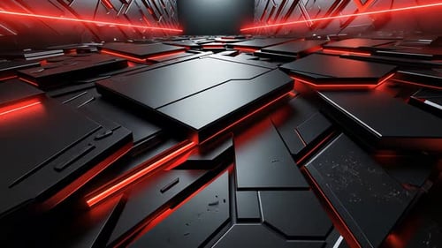Dark, metallic, glowing pathway