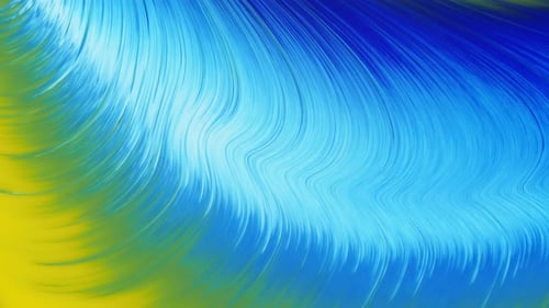 Flowing Abstract Waves in Blue and Yellow