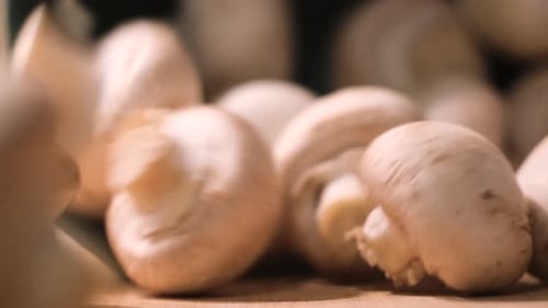 White Mushrooms Filling The Frame