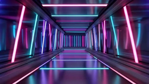 Futuristic Cyberpunk Neon Tunnel Motion Graphics