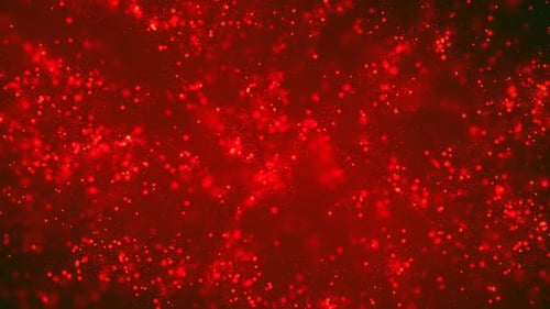 Animación de bokeh de partículas ligeras sobre fondo rojo y abstracto: círculo sin fisuras. Navidad y cómo