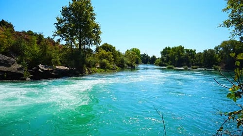 Beautiful Natural Landmark of Manavgat Waterfall with Waterfall Lake Landscape Near Manavgat City