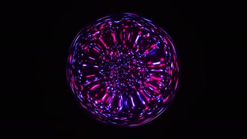 Glowing Abstract Sphere with Neon Light Particles