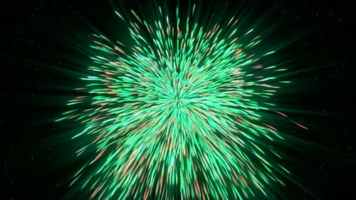 Vibrant Green and Orange Particle Burst Background