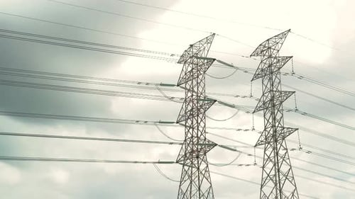 Sky high view of electrical tower grid during daytime