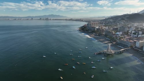 Puerto Vallarta - Puerto Vallarta, Jalisco, Mexico. Aerial drone fly above view high resolution 4k