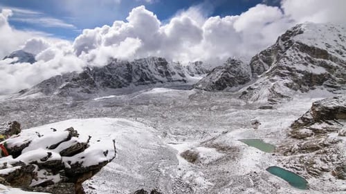 Timelapse from the Kalapathar in Nepal. Summit at 5550m. With a lot of snow and some clouds. We can'