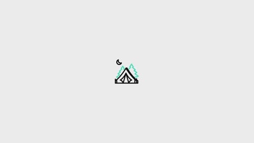 Animated Camping Tent and Trees Line Art Icon Reveal