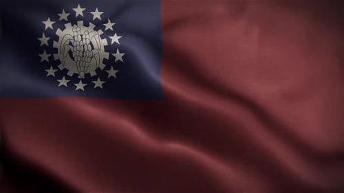 Myanmar-Burma-Flagge im Wind in Zeitlupe weht offizielle Flagge