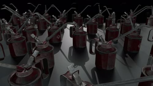 Repeated Rusty Oil Cans Industrial Grunge Animation